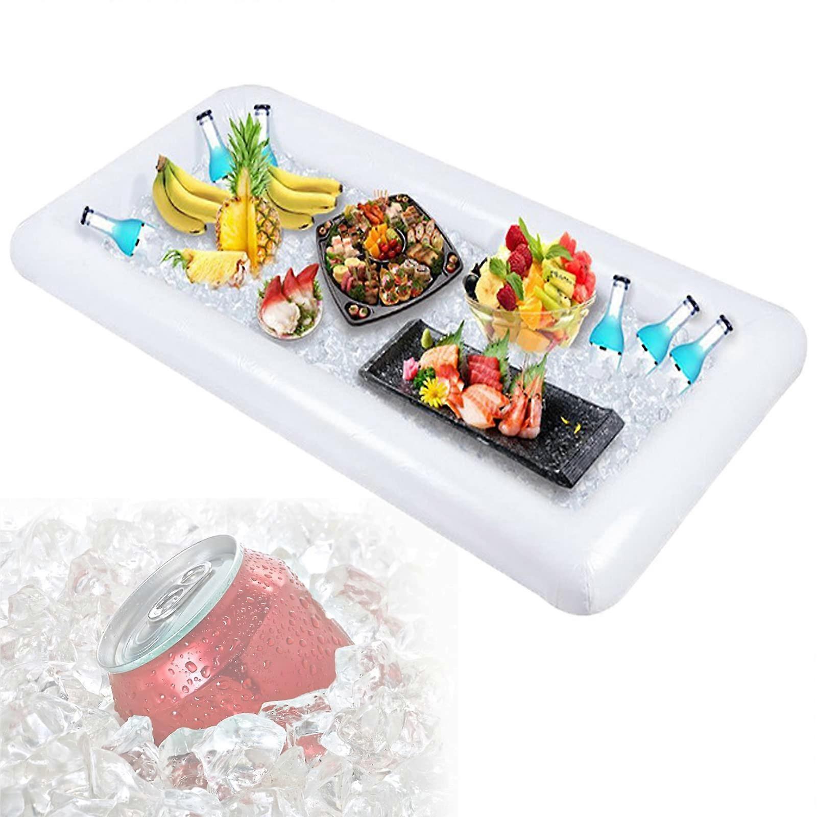 Inflatable Serving Bar Buffet Table with Drain Plug, Keep Drinks IceCold for Pool Parties Outdoor Events Ref:1974