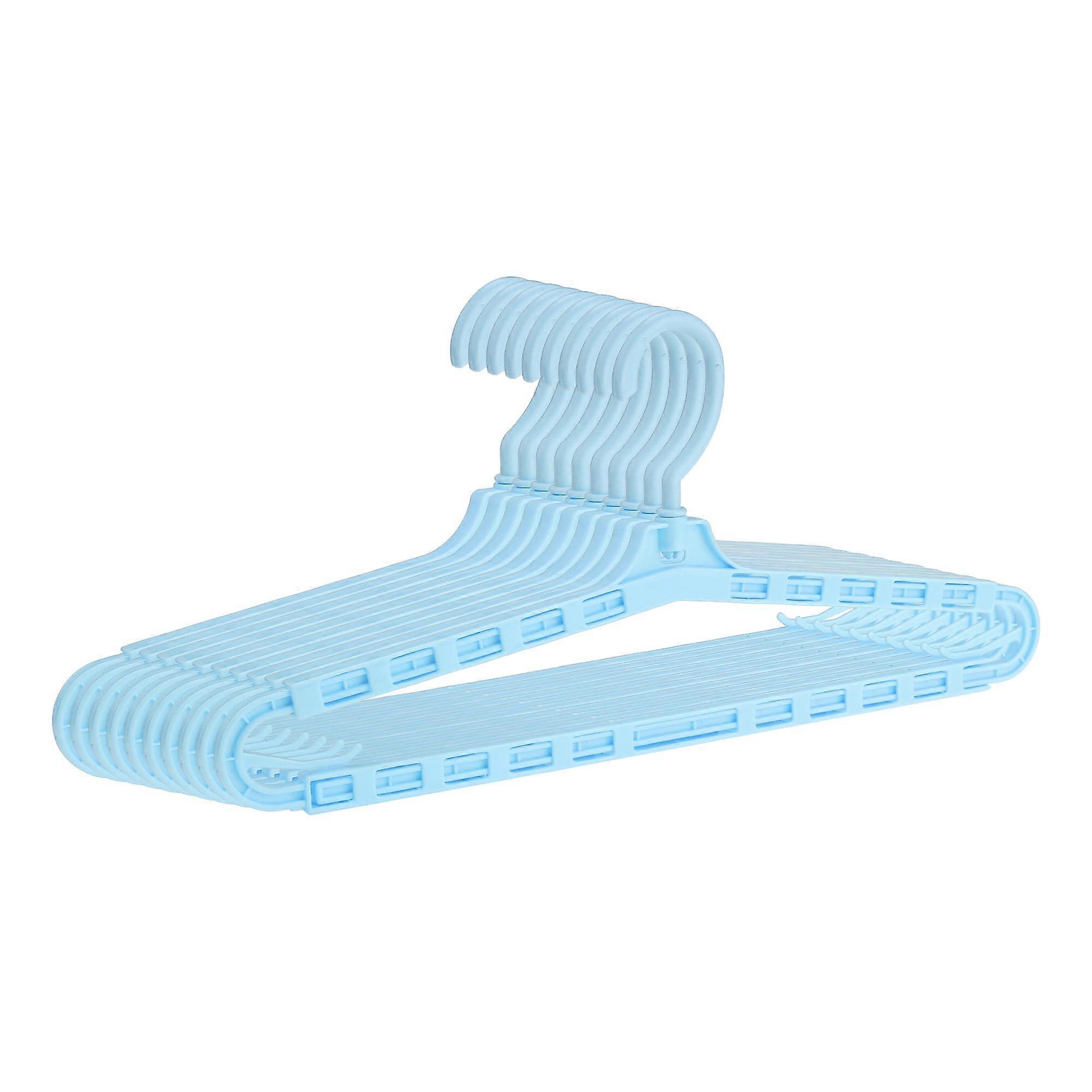 10 Pack Adjustable Clothes Hangers with Adjustable Shoulder Width, Heavy Duty Plastic, Blue