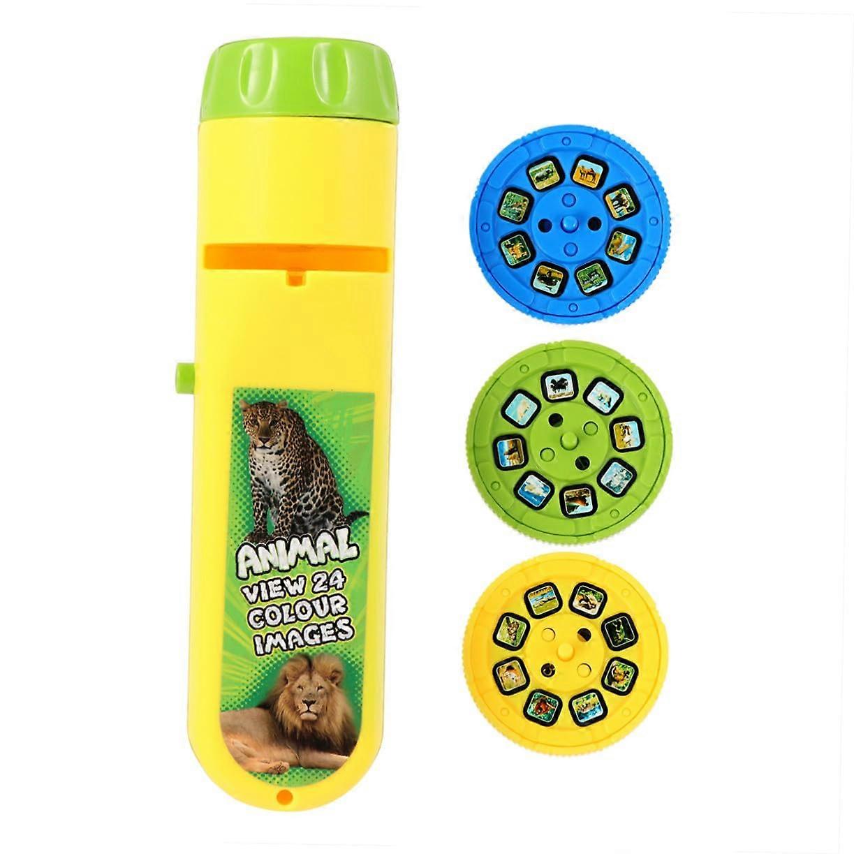 Projection Flashlight with Bright Animal Patterns for Kids Educational Bedroom Play Torch