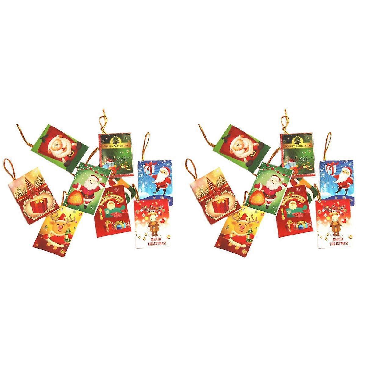 100 Pcs  Christmas Greeting Cards Mini Cards Creative Hanging Cards Random Pattern