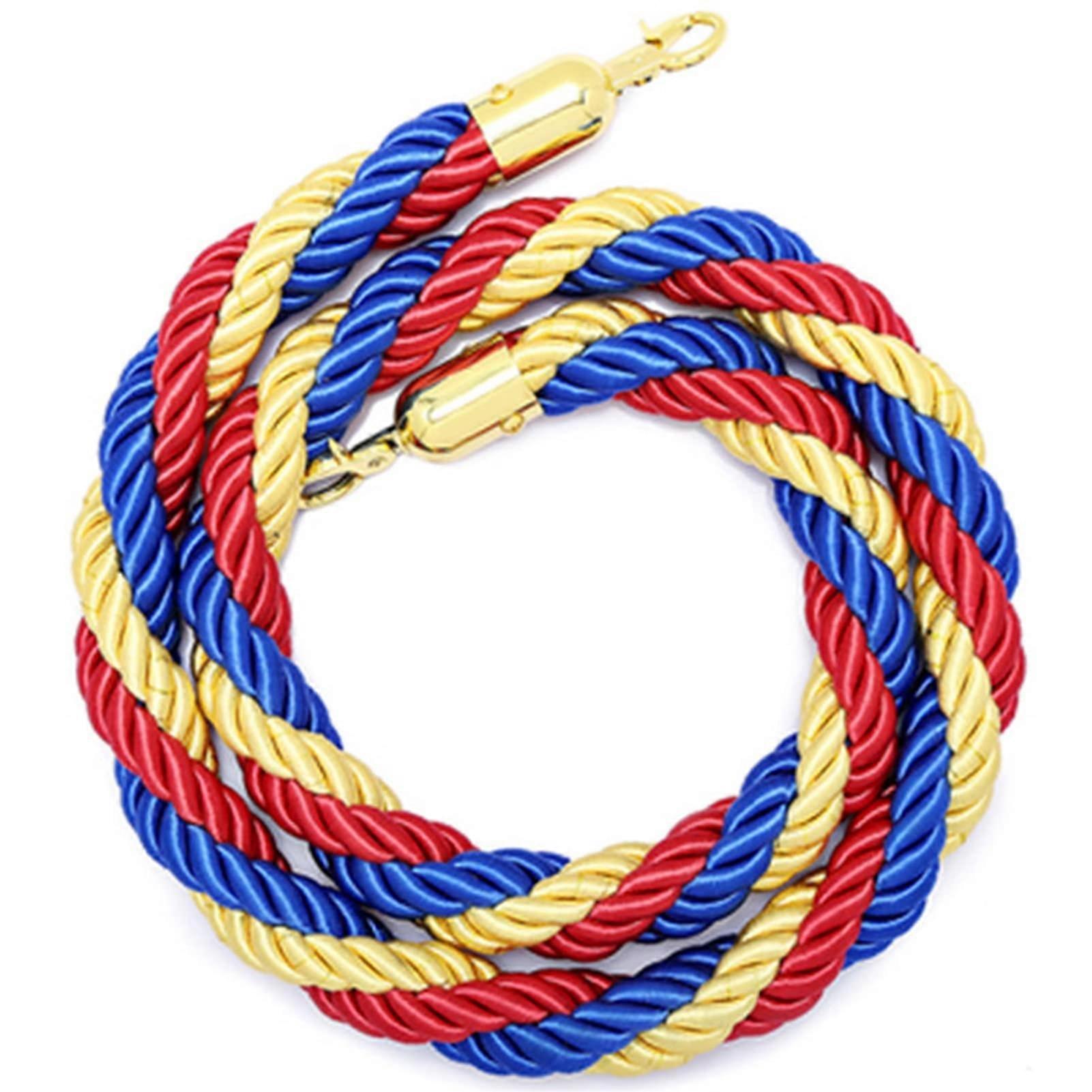 Rope Barrier with Gold Plated Hooks, Colorful Thick Queue Line Rope for Stanchion Posts 4.9ft