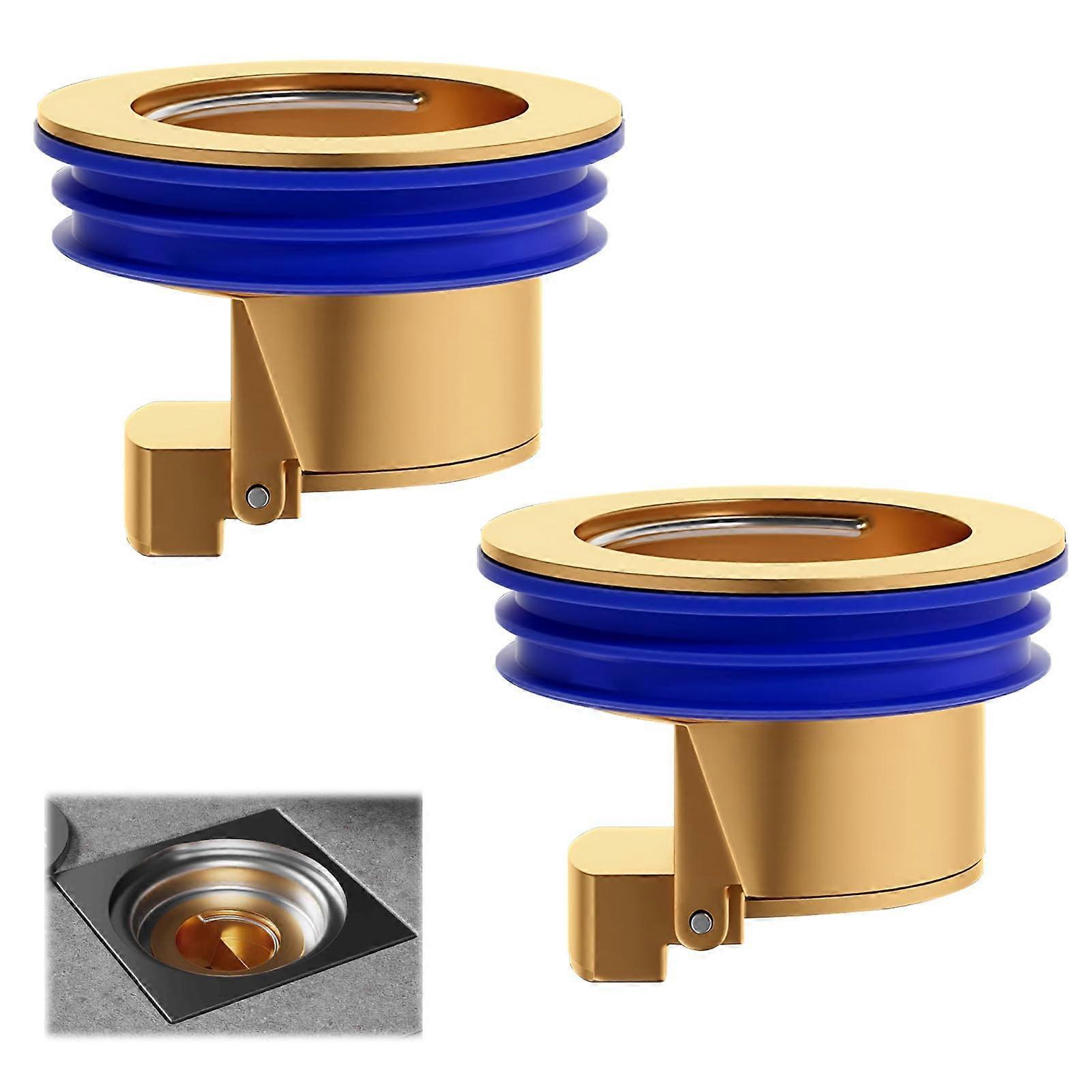 2 Pcs Floor Drain Core with Odor Proof Plug, 2 Inch Backflow Preventer for Bathroom and Kitchen