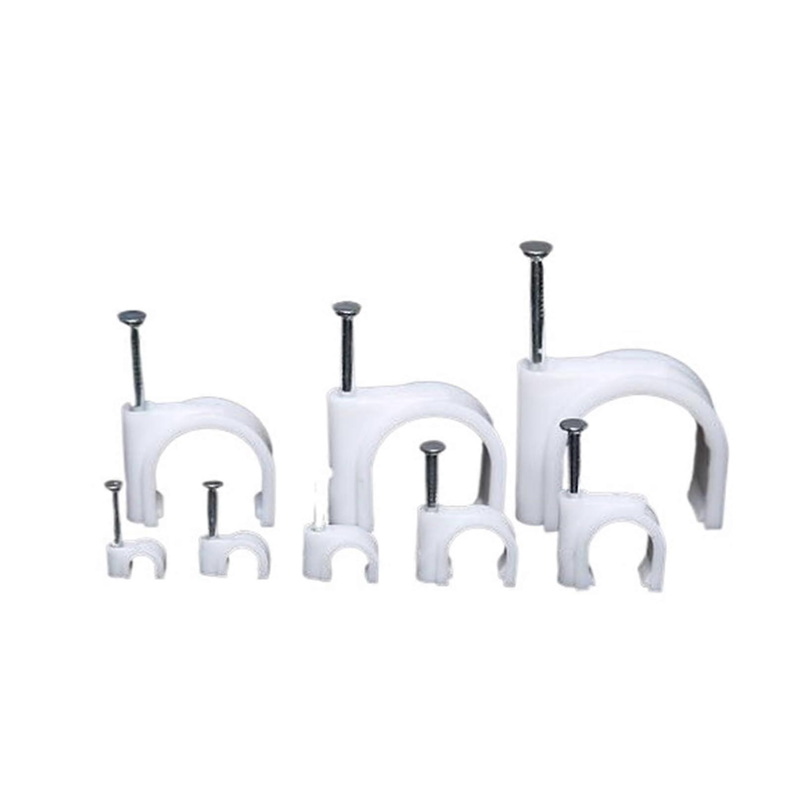 100pcs 5mm Round Cable Clips White Plastic Components Bulk Pack for Easy Installation and Neat Wiring