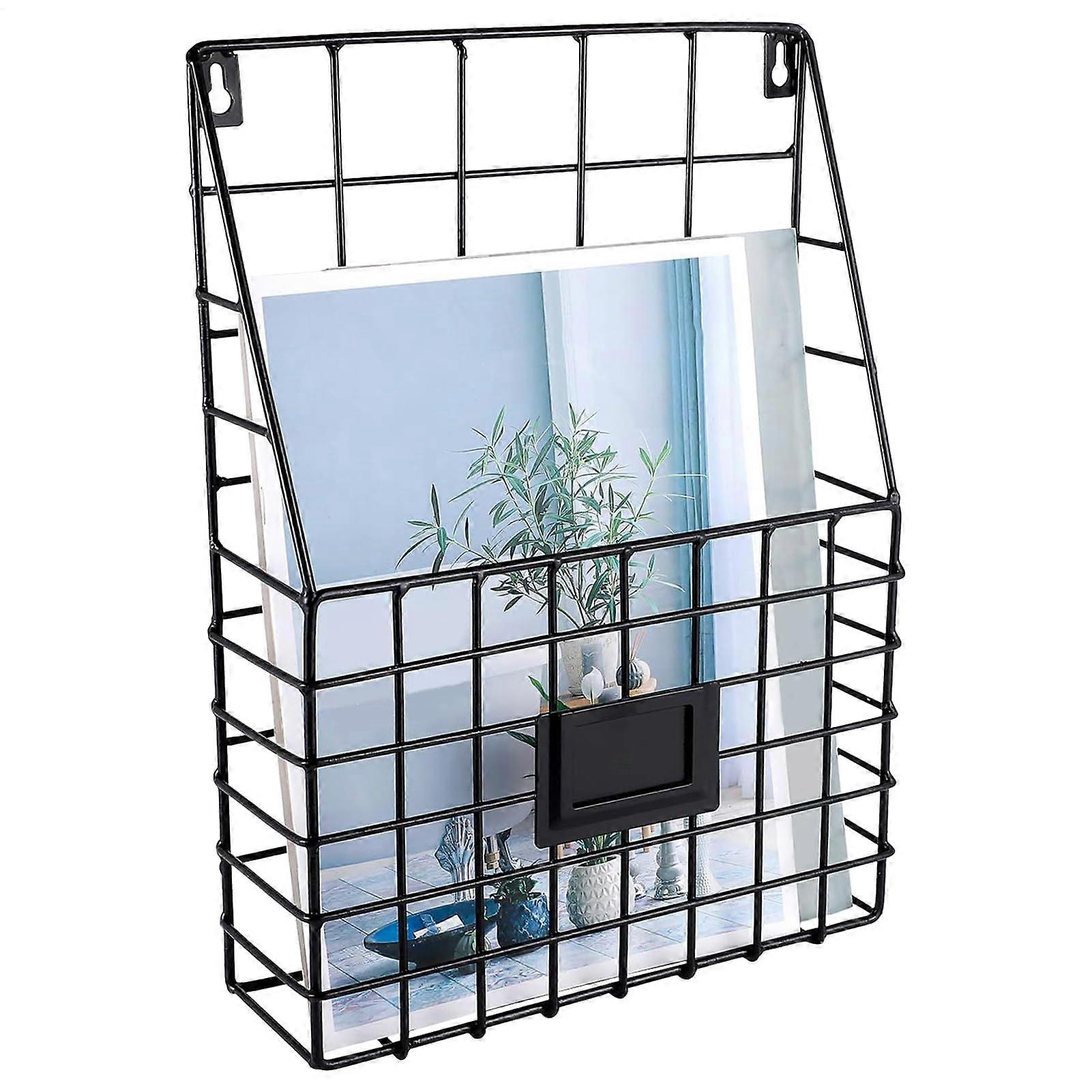 Rust Resistant Metal Wall File Organizer with Vertical Space and Compact Shelf for Home Office