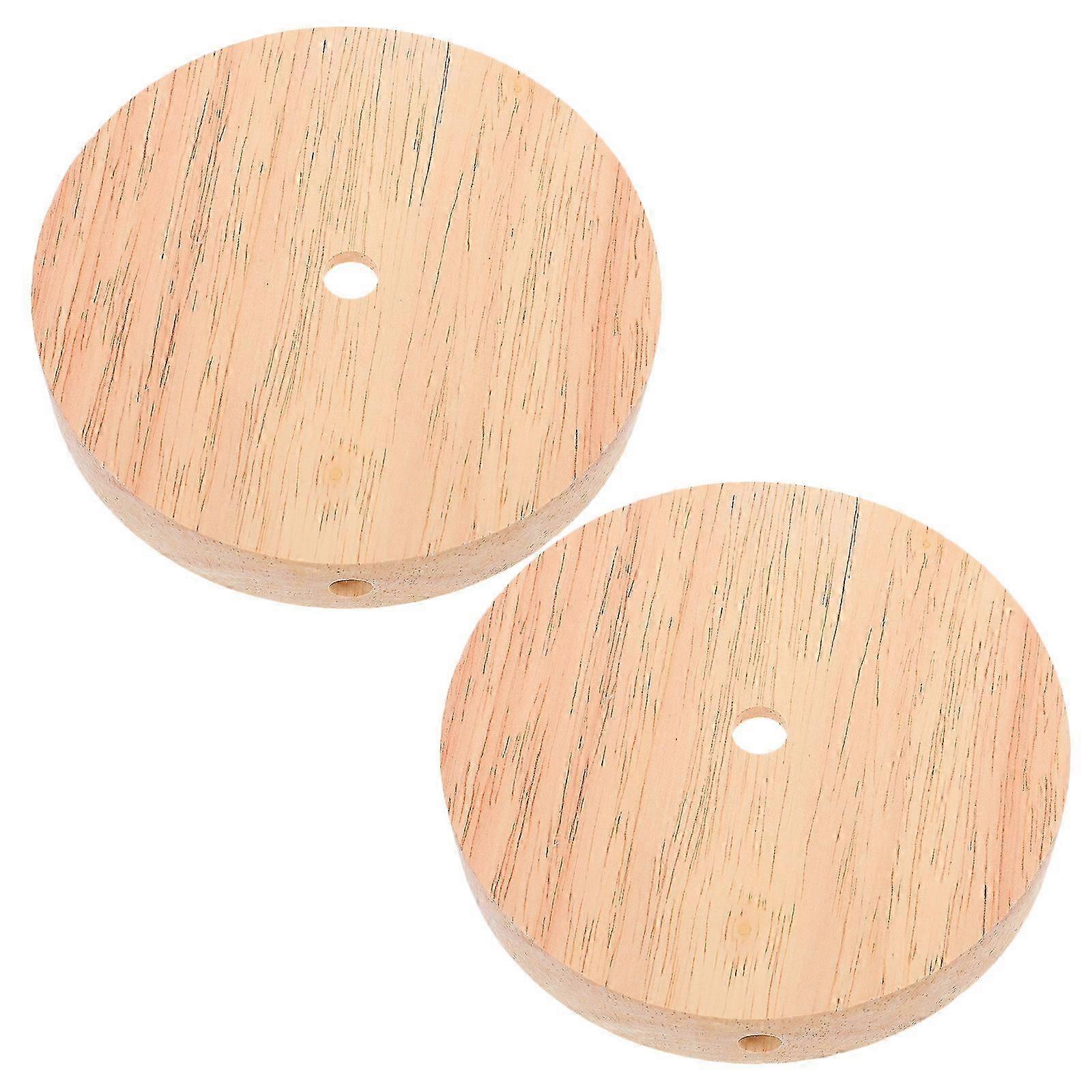 Wooden Lamp Base for Desk Lamp Replacement 2Pcs Solid Wood Round Stand