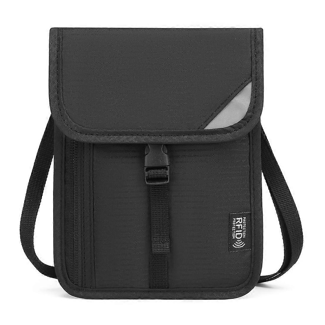 Travel Neck Wallet RFID Blocking Passport Holder with Adjustable Strap and MultiCompartment Storage