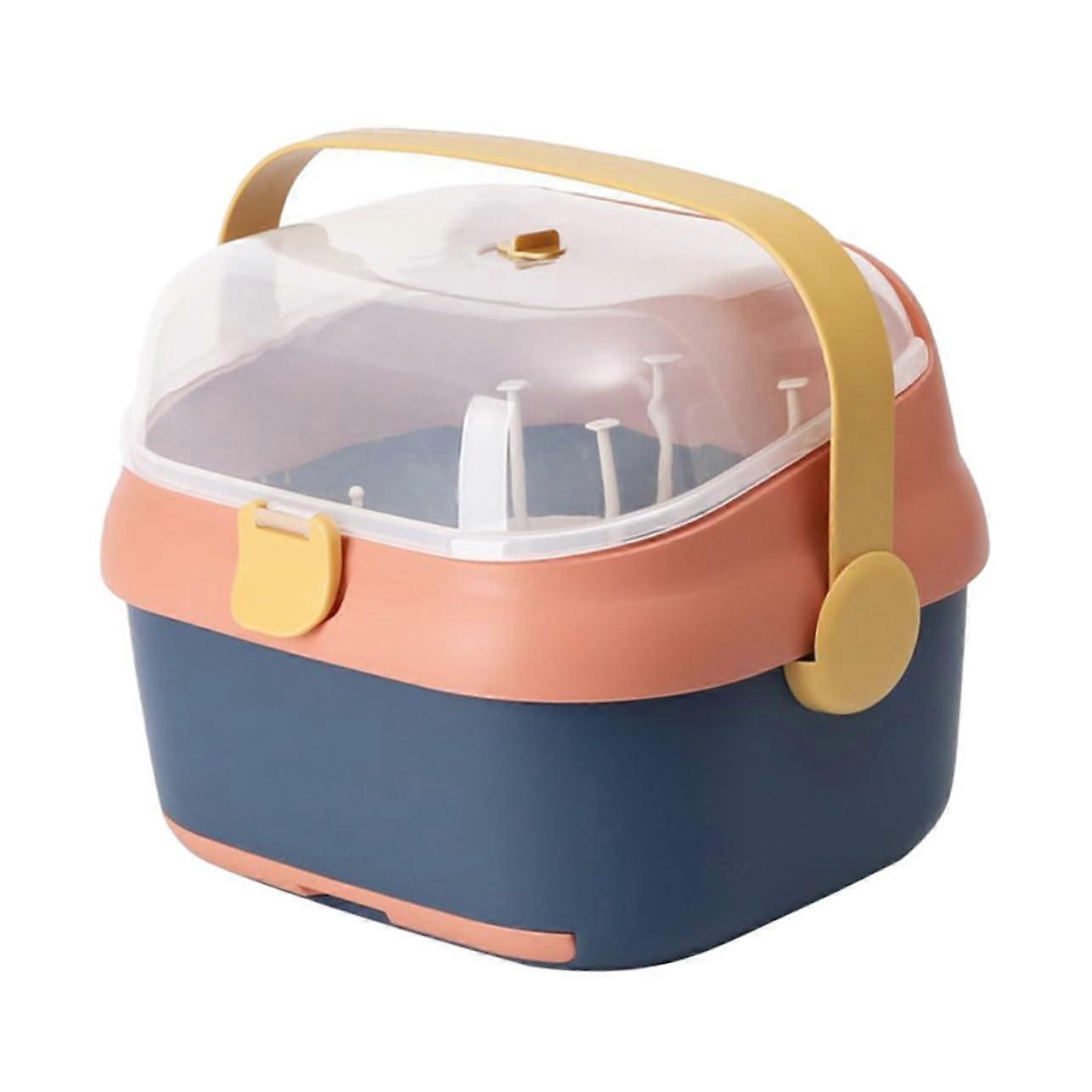 Baby Bottle Drying Rack with Lid, Dustproof Feeding Bottle Storage Box and Tableware Organizer
