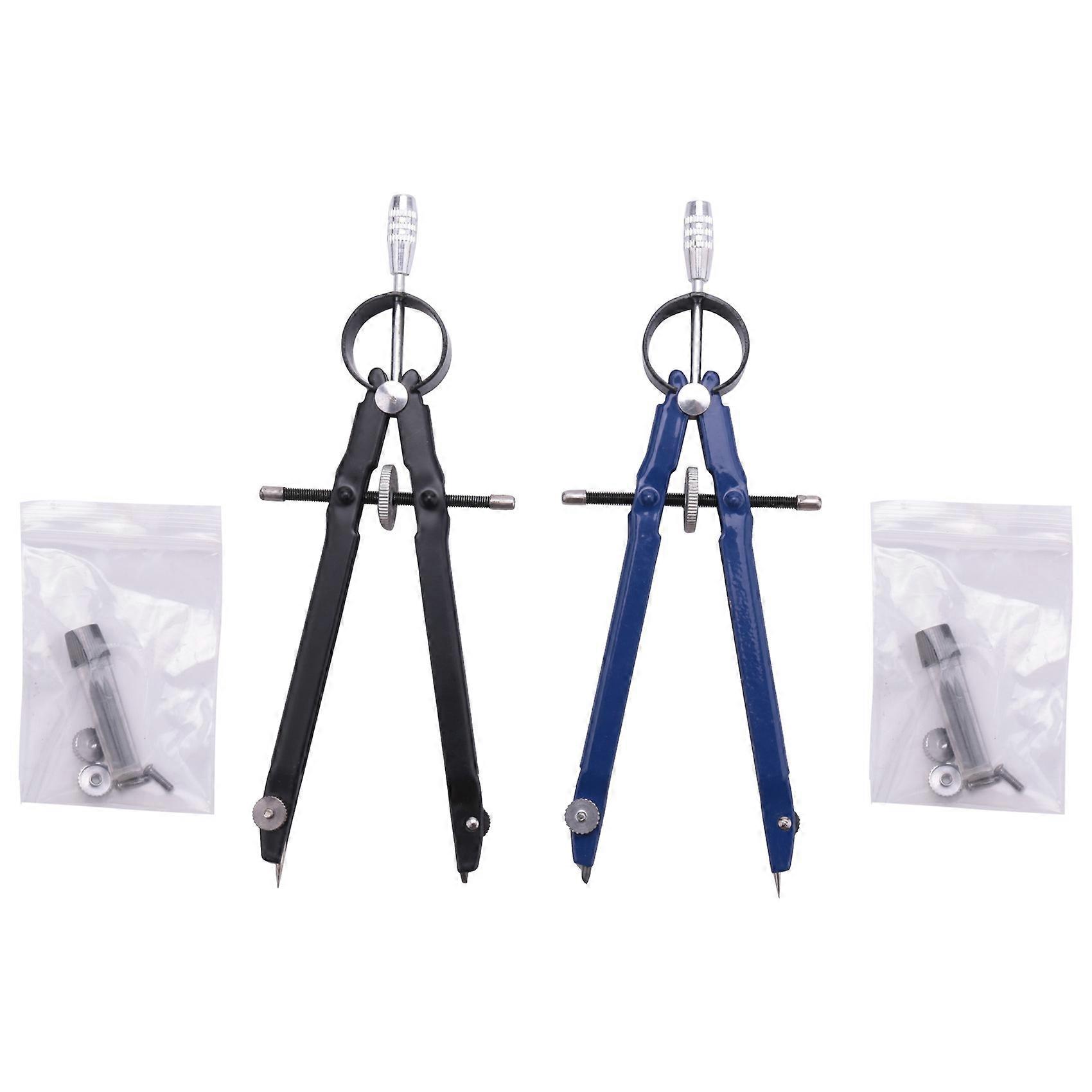 Professional Compass with Lock, Compass for Geometry, 6inch Spring Bow Compass, Precision Compass Math, Drafting Compass, Compass Drawing (2 Pack)