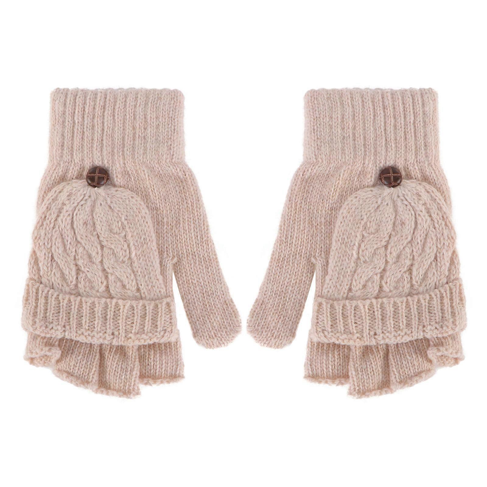 Damen-Fingerhandschuhe, Fäustlinge, Beige