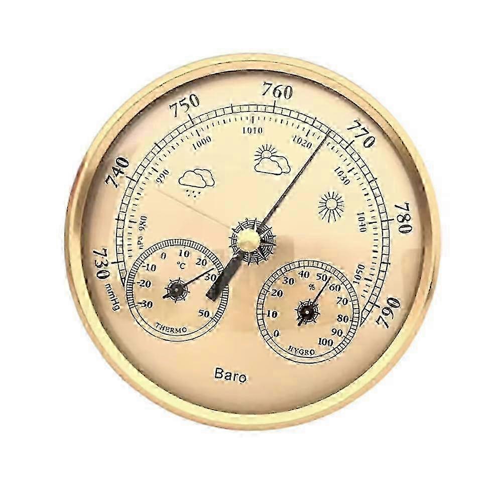 MultiFunction Wall Mounted Pointer Type Temperature Humidity and Barometer, Marine Ship Barometer Atmospheric Pressure Gauge