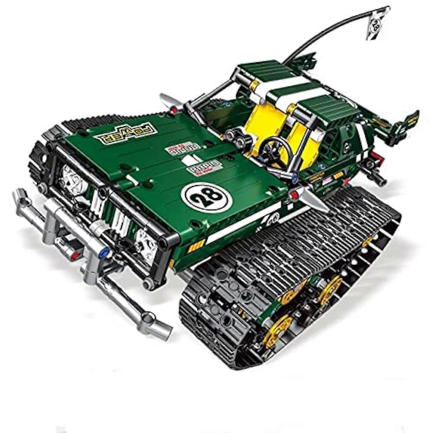 Remote Control Monster Truck Building Kit with Oversized Wheels, Compatible Building Bricks