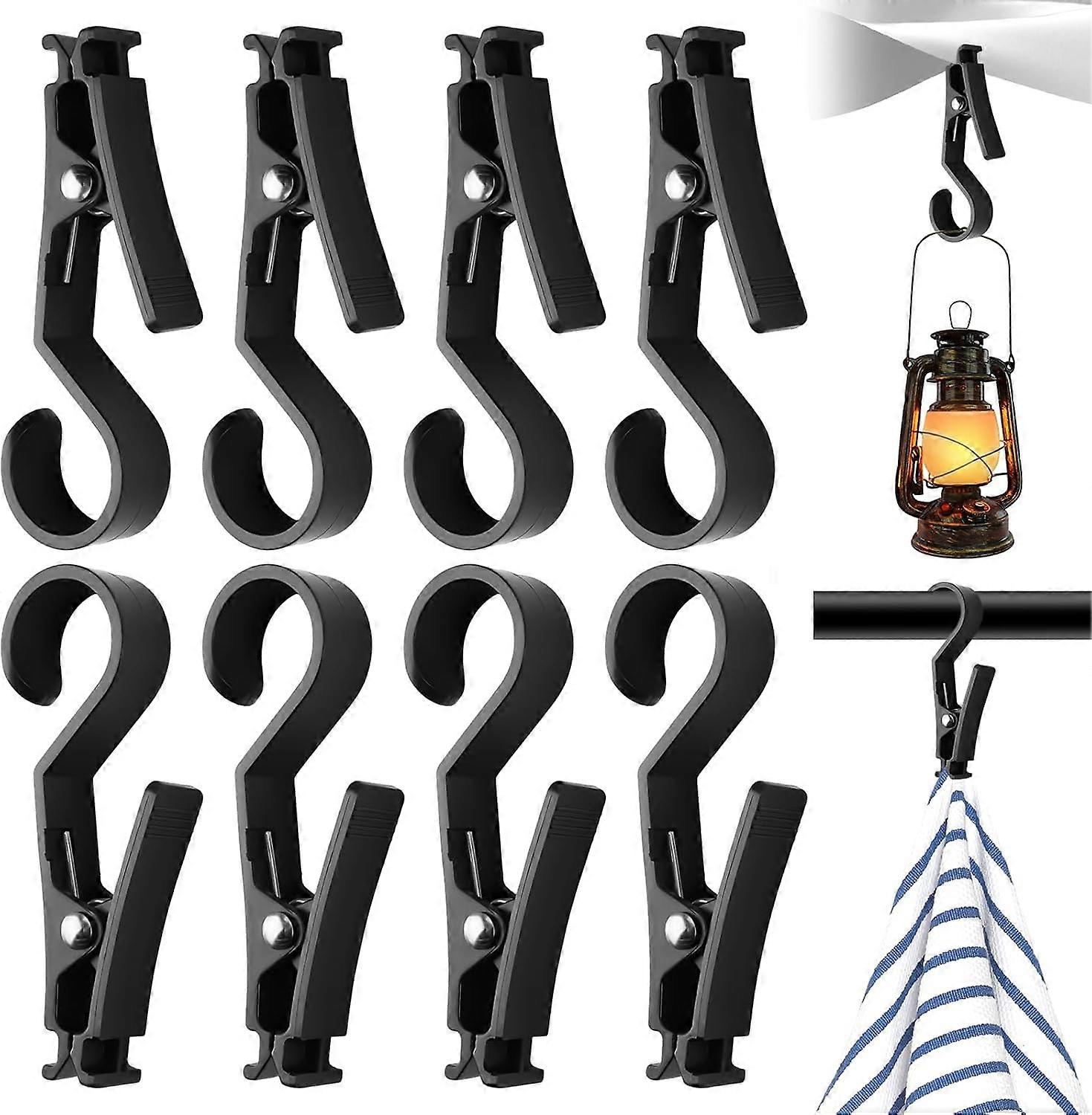 8-Piece Clothes Peg Hooks, Plastic Hangers with Multifunctional Clips,