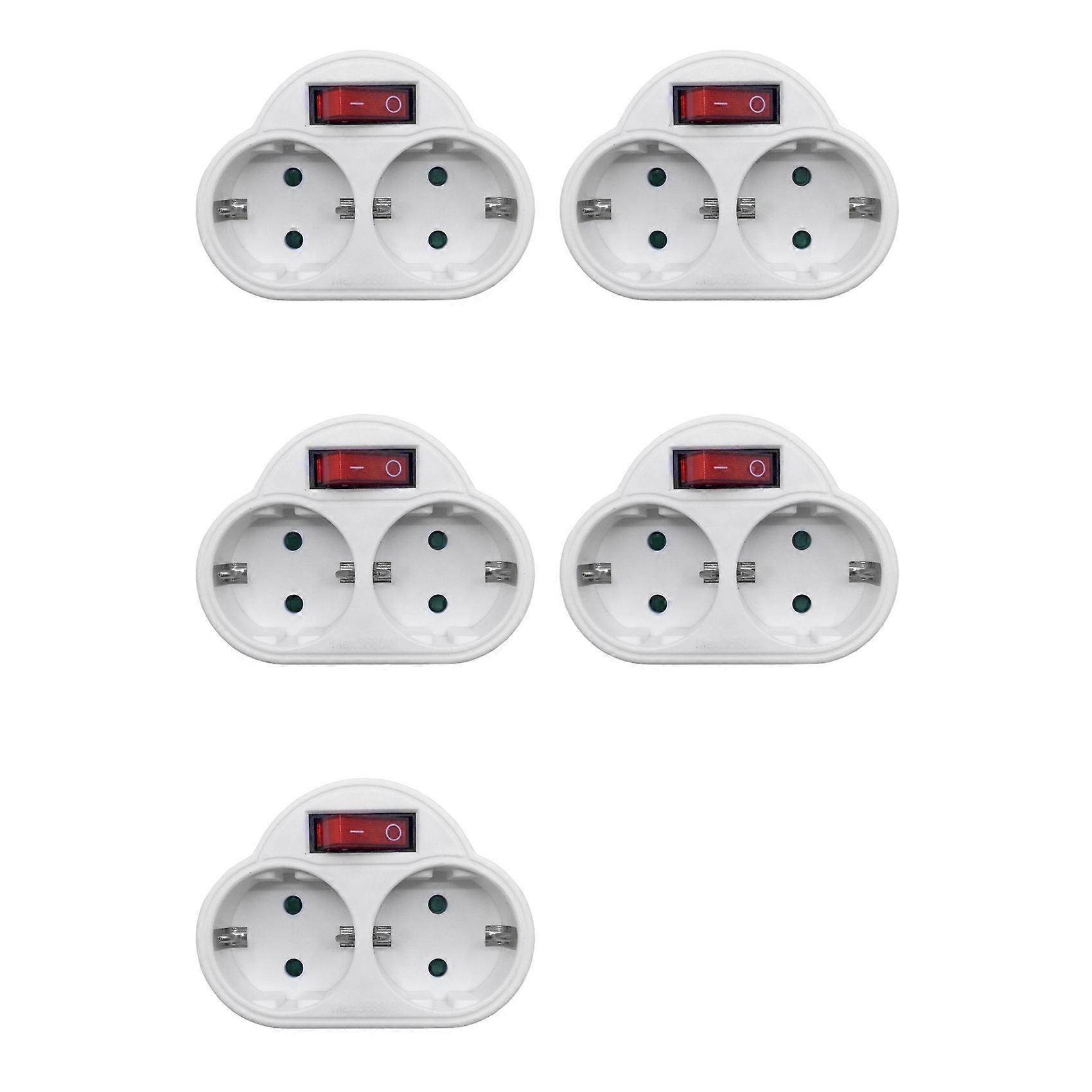 5X EU Standard Multiple Plug 250V 16A Double Socket Conversion Socket with Outlet Switch Plug Power Adapter EU Plug
