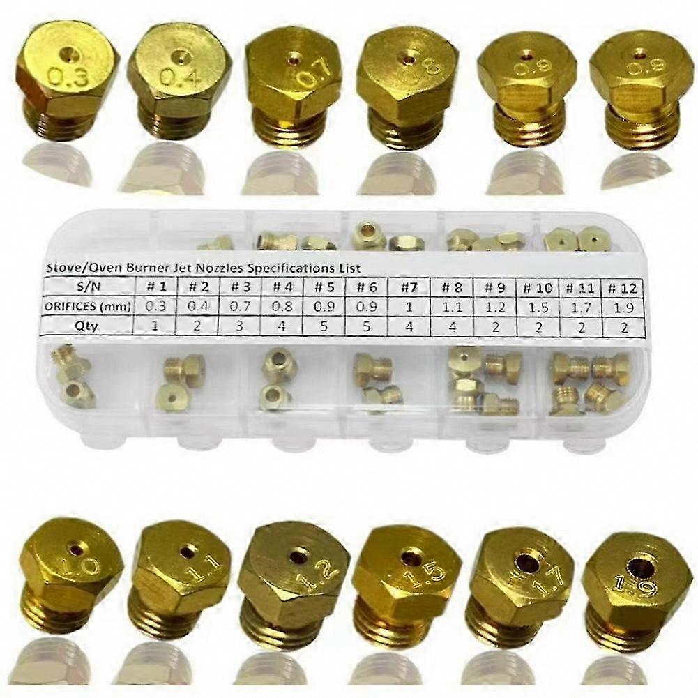 36 Pack Brass Gas Orifice Insert Set M6x0.75 Thread Replacement Tips for Kitchen Cooktop Ranges