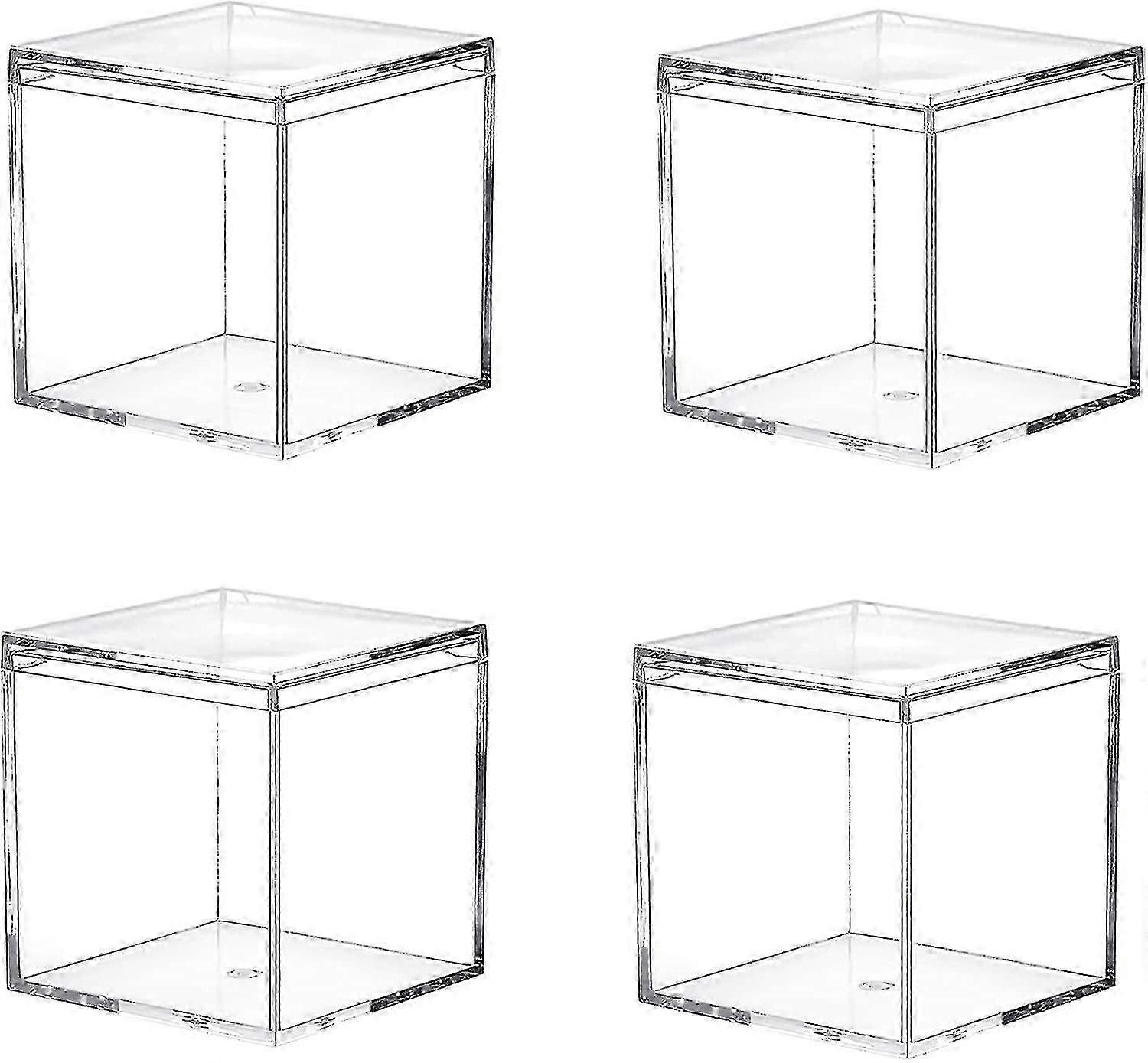 4 Pack Small Clear Acrylic Plastic Square Cube