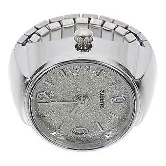 Montre-bague à quartz, montre décontractée pour le doigt, en alliage de zinc gris clair.