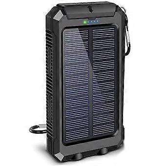 10000mah sol vandtæt powerbank udendørs bærbar telefon oplader med dobbelt usb og lommelygte kompas