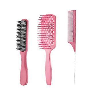 3 Pieces Hair Comb Set Paddle Detangling Hairbrush Smooth Handle Brush and Comb