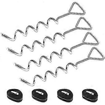 Z6 4 Sets Heavy Duty Trampoline Anchor Stakes Ground Anchor Kit - Stainless Galvanized Steel Stakes For Trampoline Garden Camp Swing With 4 Strong Str