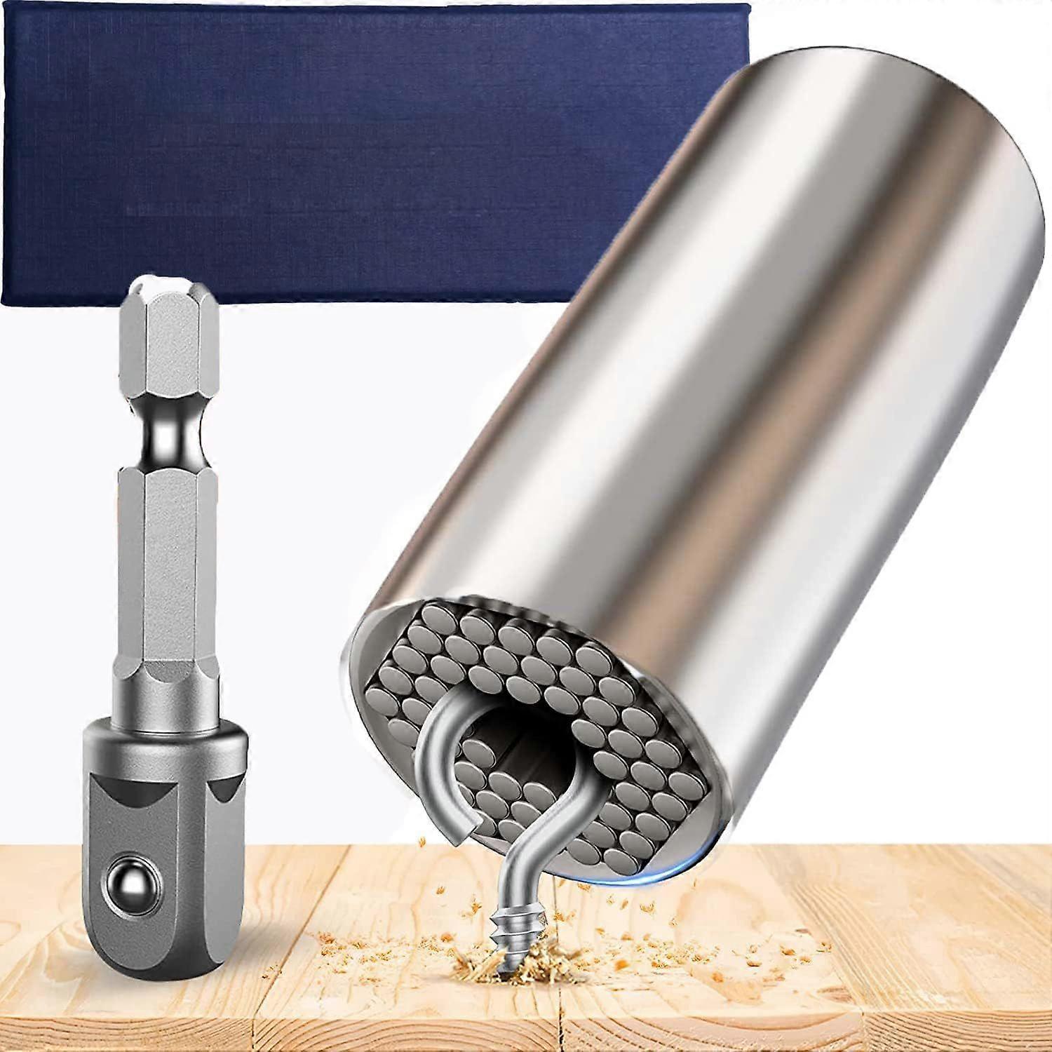 Universal Socket Wrench Set, Multi-Function Repair Tool, Adjustable for 7-19mm Sizes, with Drill Adapter - 2 Pieces