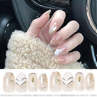 Falsk nagel patch långa spetsiga huvud naglar Söt Glitter Nail Art Färdig Spik