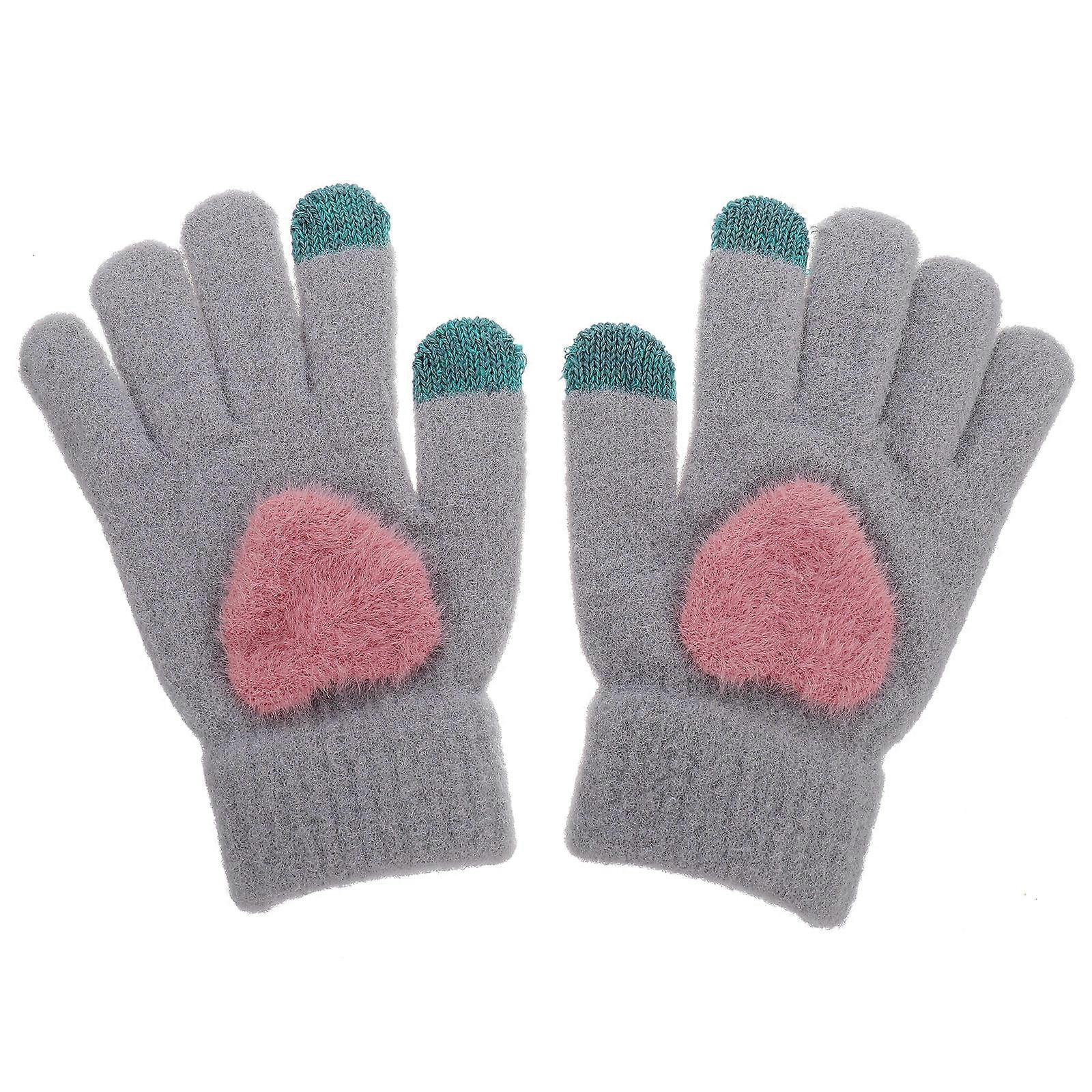 Thermal Knitted Gloves Winter Outdoors Warmth Touchscreen Compatible 1Pair