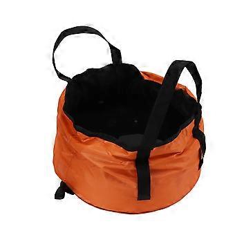 Collapsible Camping Wash Basin with Reinforced EasyGrip Handle, Durable Polyester Folding Water Bucket Orange