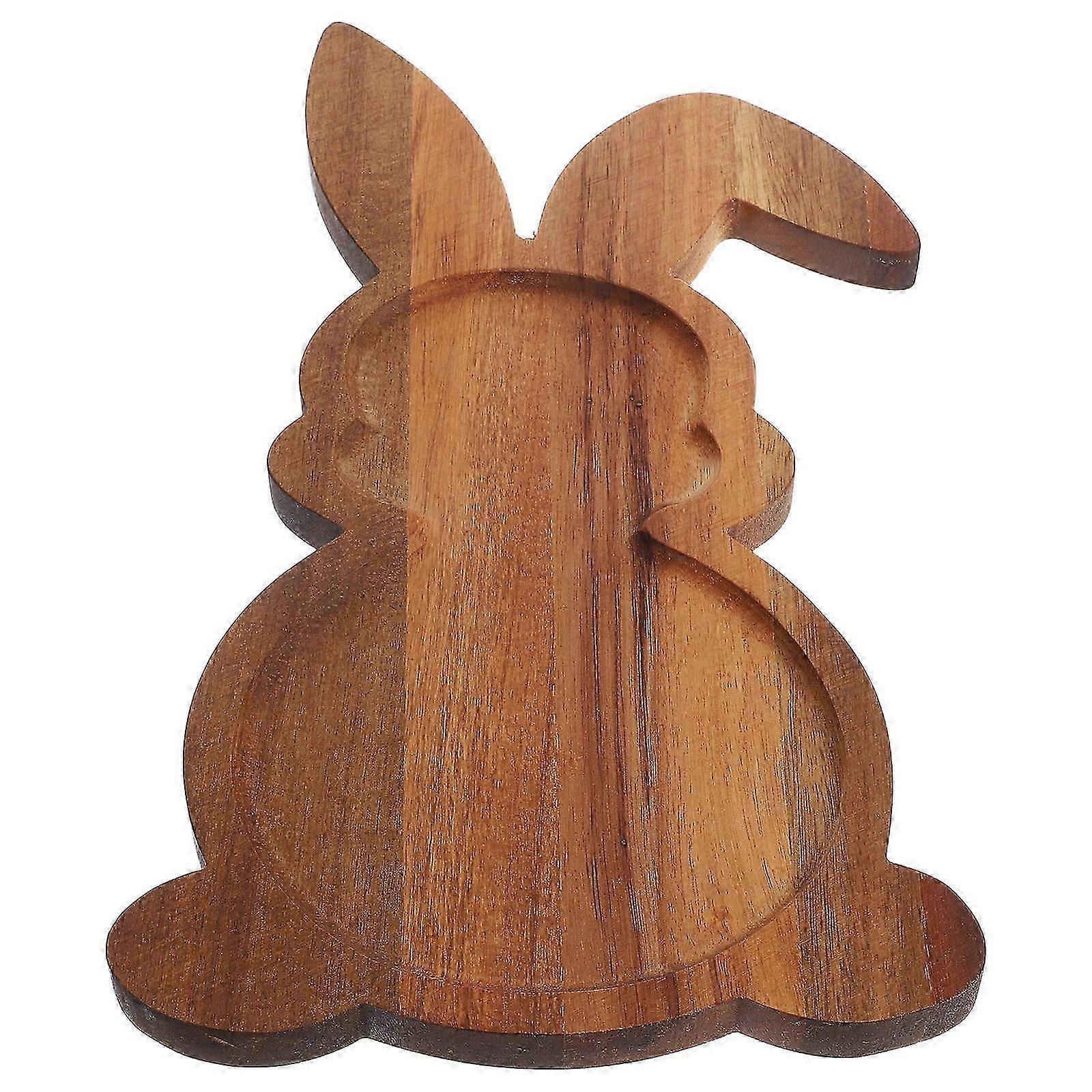 Easter Bunny Candy Dish Wood Serving Trays for Dinner Fruit Bread Spring Display