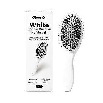 White Handle Air Cushion Bristle Brush, Nylon Pig Bristle Hairbrush for Scalp Massage, Hair Styling and Detangling, Daily Combing Tool