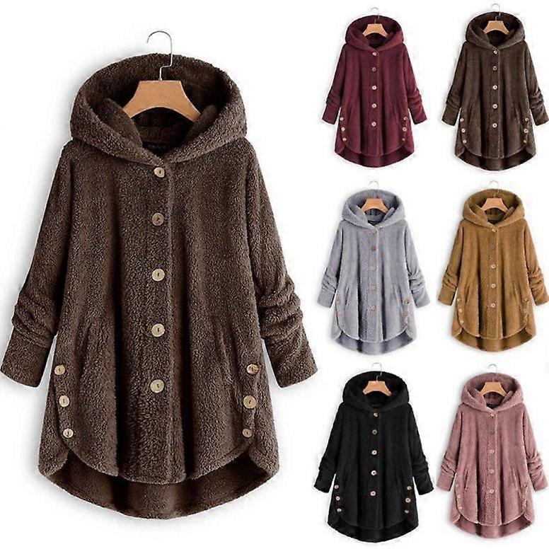 Button plush top irregular trendy brand solid color jacket