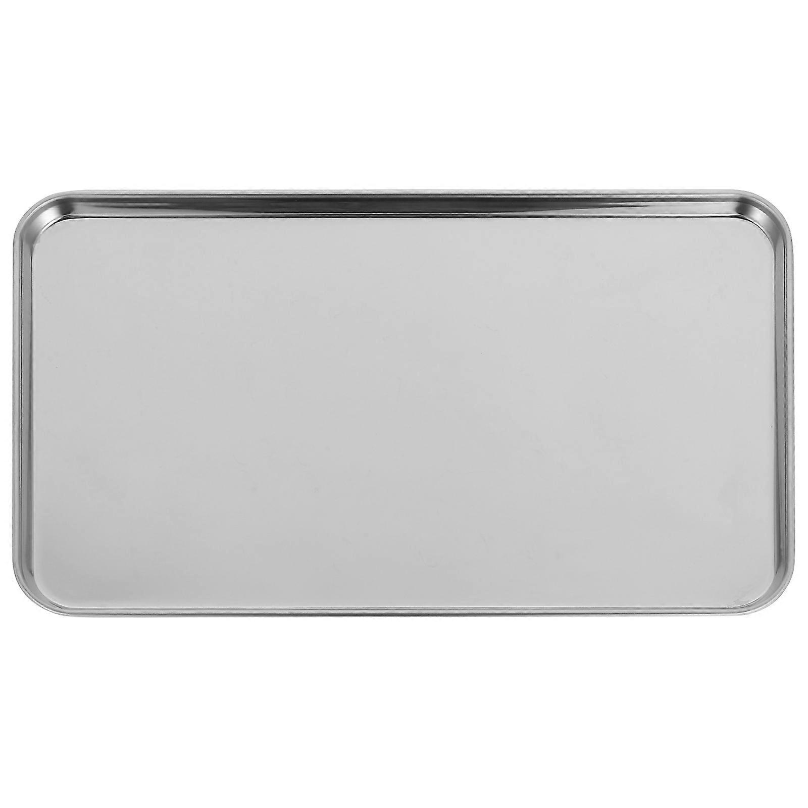 Rectangular Stainless Steel Plate Flat-Bottom Tray for Storage Use 1Pcs