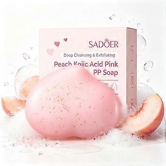 Roze perzik kojiczuurzeep met fruitzuren en walnoot, diep reinigende en exfoliërende lichaamszeep voor een doffe, ruwe en oneffen huid.