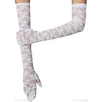 1pairLaceGlovesWomenLongElegantTeaPartyGlovesEngagementDressDanceCocktailPartyOperaMittensGlovesWhite