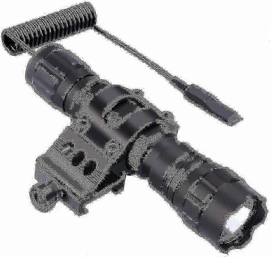 Tactical Led Flashlight, 1 Flashlight Mode, With Push Button Switch And 45 Mounting Rail, Side Offse