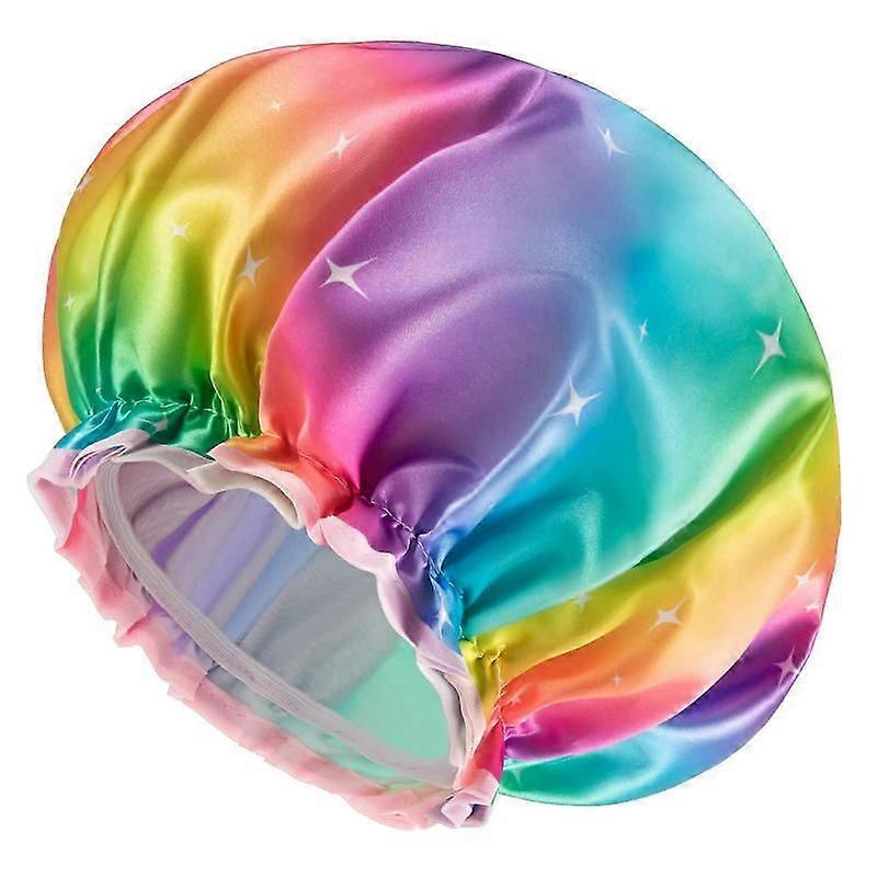 Double layer elastic shower cap satin waterproof