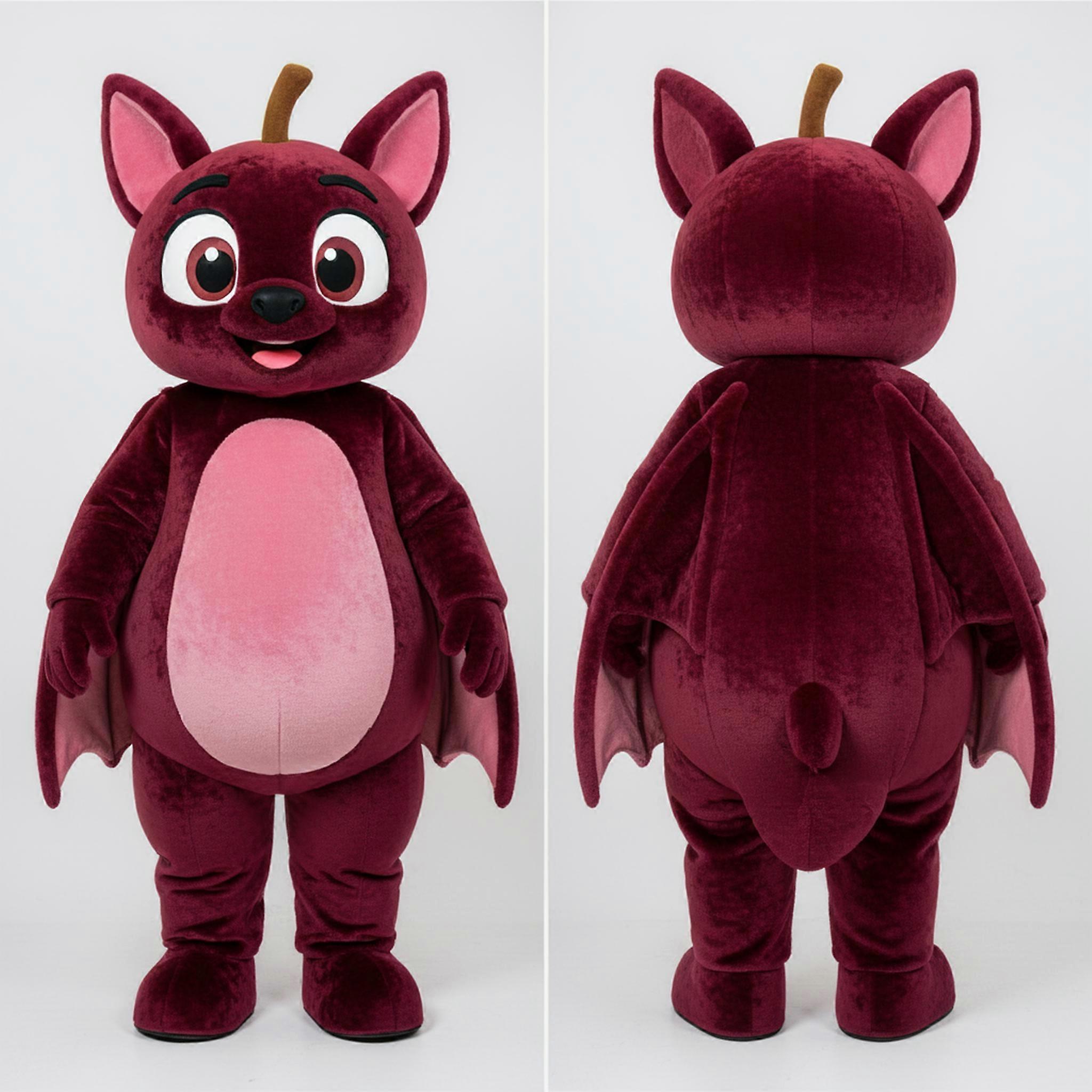 MASTICOT Maroon Velvety Fruit Bat Mascot