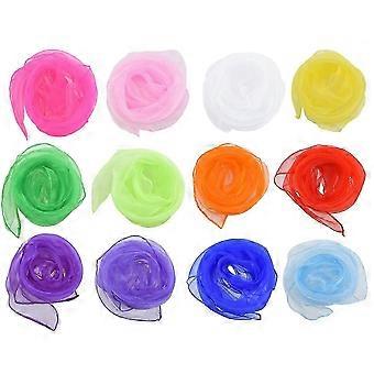 12 Piece Square Dance Scarves,juggling Scarf Props Magic Trick Silk Scarves Music Movement Scarf(random Color)