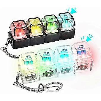 2 Pcs Keyboard Fidget Toy with LED Lights, Loud & Silent Keychain Clicker for Stress Relief, Focus, and Library or Office Use