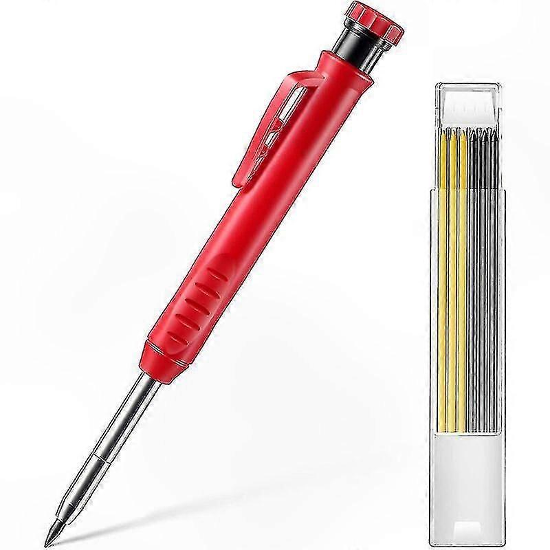 Durable Carpenter Pencil Set with Built-in Sharpener, Mechanical Long Nose Marker for Precise Plotting and Marking