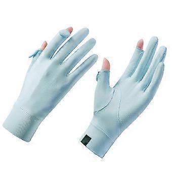 1 Paar Fahrradhandschuhe Atmungsaktive Stretch Eis Seide Dünn Anti-Rutsch Finger Kappe Sonnenschutz Anti-Rutsch Silikon Dame Sommer Handschuhe Fahren Zubehör