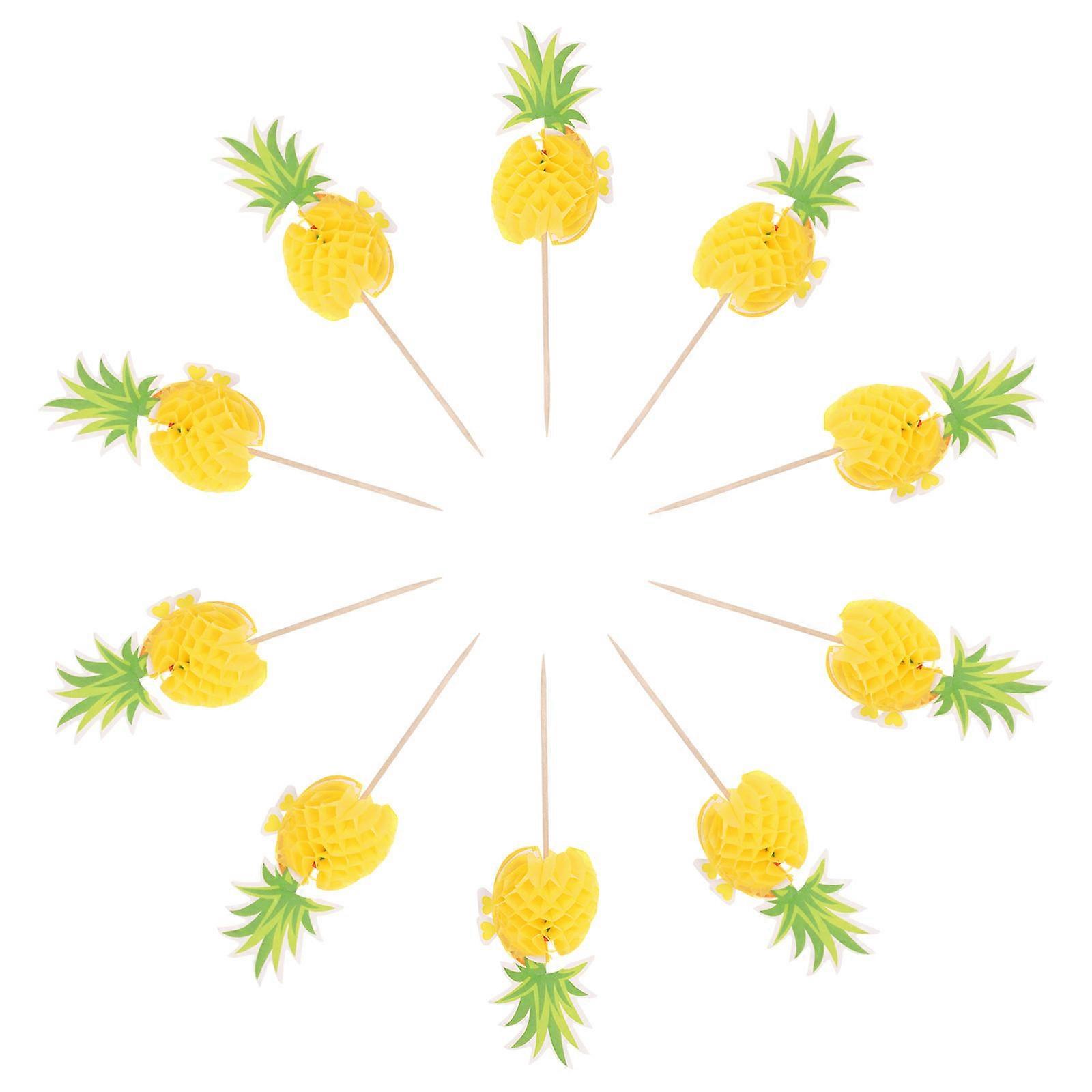 Dessert Decor Prop Fruit Insert for 50Pcs Pineapple Cupcake Picks
