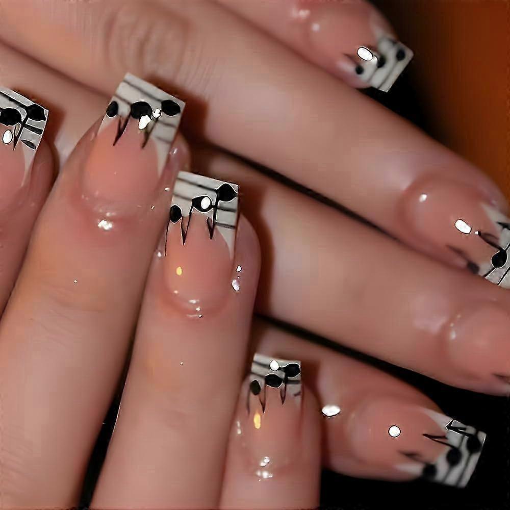 Reusable Short Square French Tip Nails