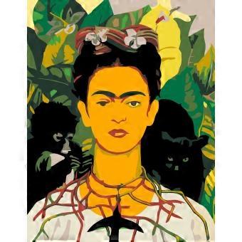 Pop Art Frida Kahlo with Tropical Plants and Animals Art Jigsaw Puzzle RNB1471