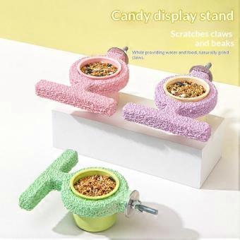 Parrot Station Pole Bird Feeding Box Claw Grinding Rodt Feeder Cage Accessories Bird Toy Resting Station Pole Bird Supplies