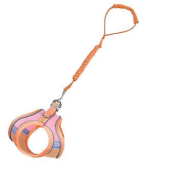 Escape Proof Cat Harness Leashes Set Reflective Adjustable, ORANGE-PINK,SIZE M
