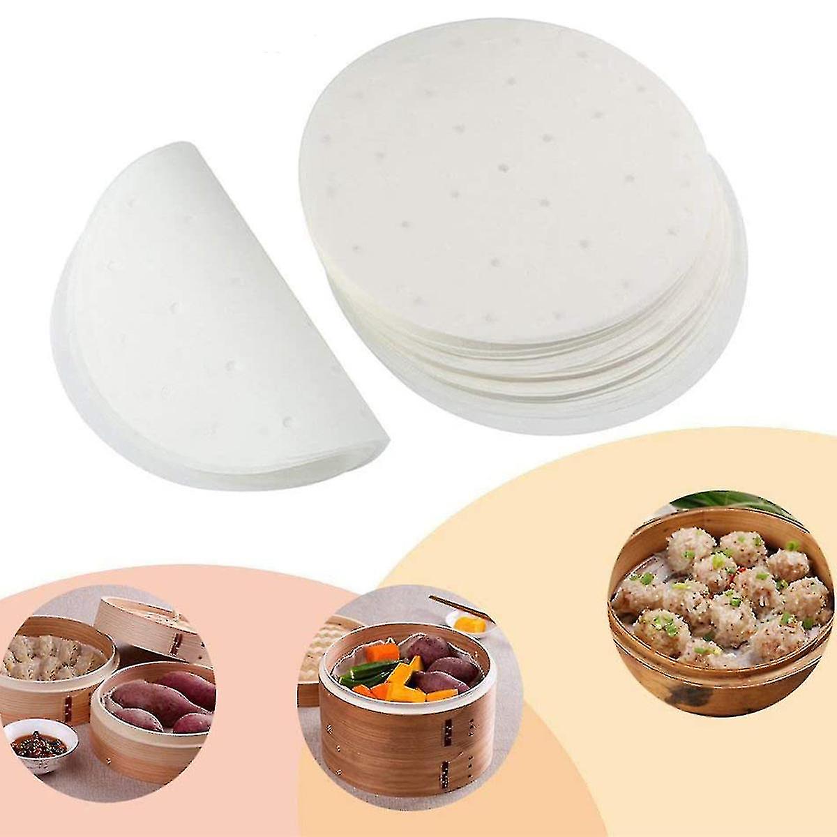 23cm Air Fryer Liners,100pcs Steamer Liners Perforated Parchment Paper