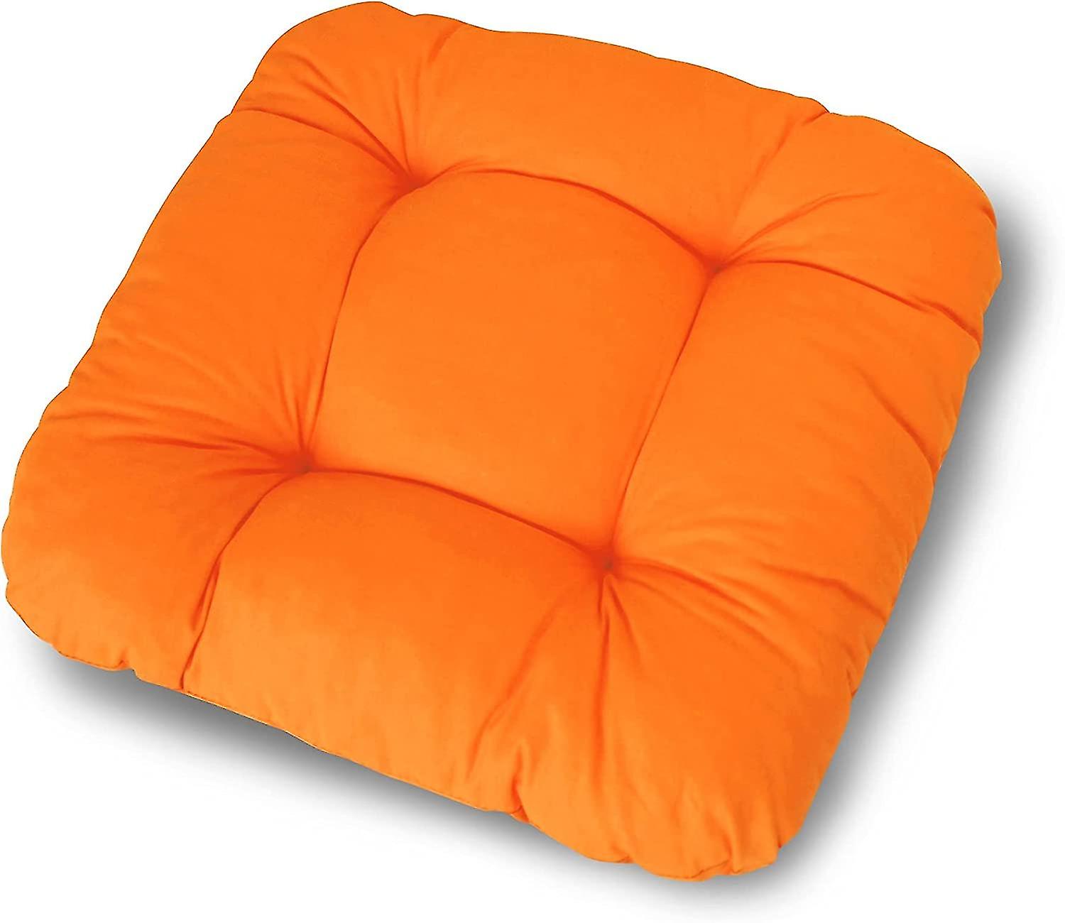 Set Of 2 Stuhlkissen Orange (38x38x8 cm) - Sitzkissen für Gartenstuhl, Küche oder Esszimmerstuhl - Komfortable UV-beständige Indoor und Outdoo