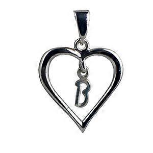 Silver heart Pendant with a hanging Initial B