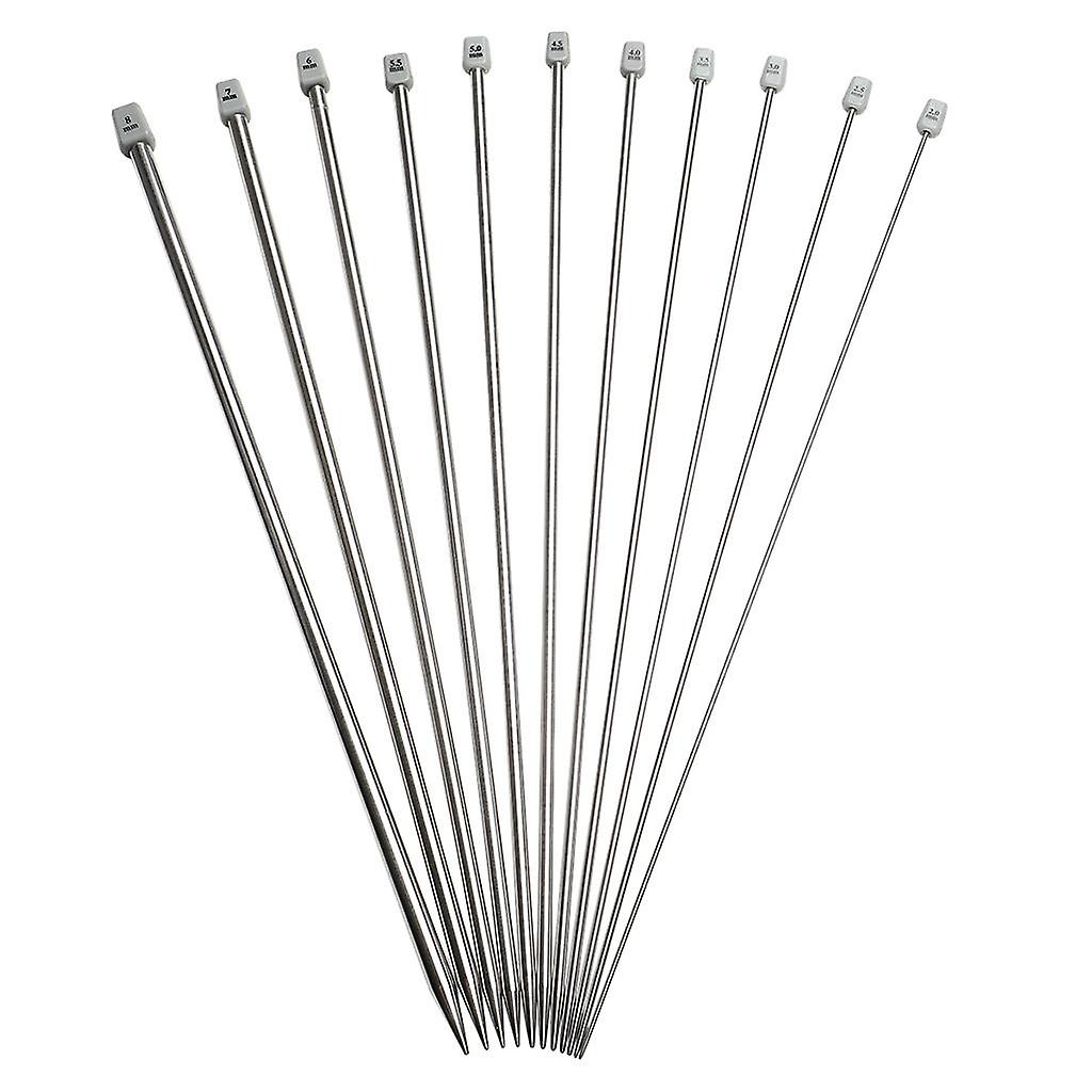 22Pcs 11Sizes 25cm Knitting Needles Straight Single Pointed Knitting Needles