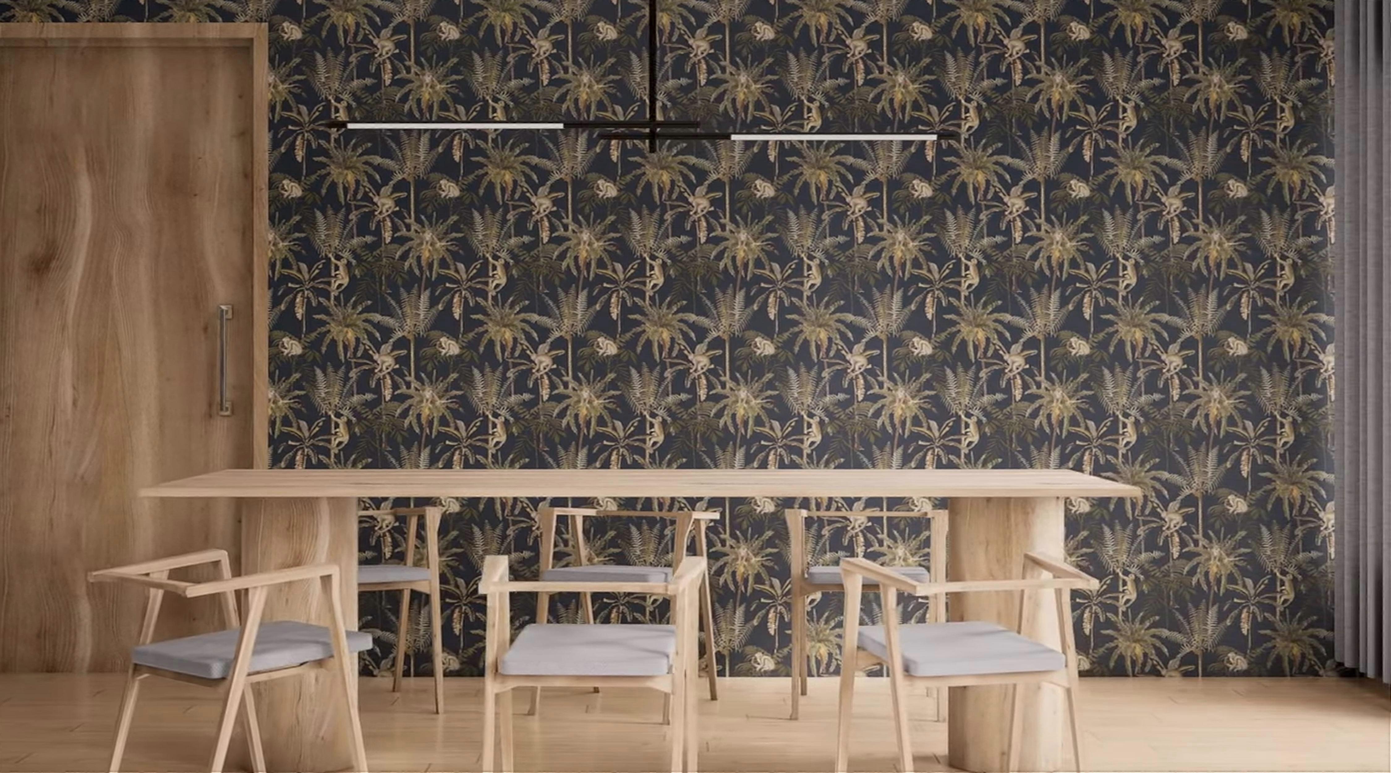 Amazonia Monkey Trees Jungle Wallpaper Marine Blue World of Wallpaper